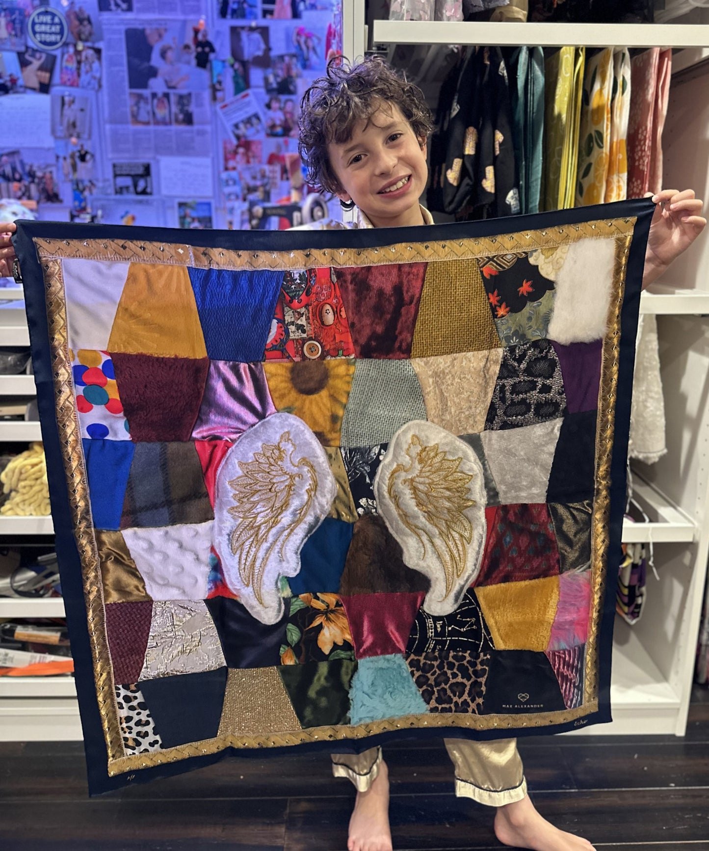 Max Alexander with his limited-edition Echo100 silk square scarf