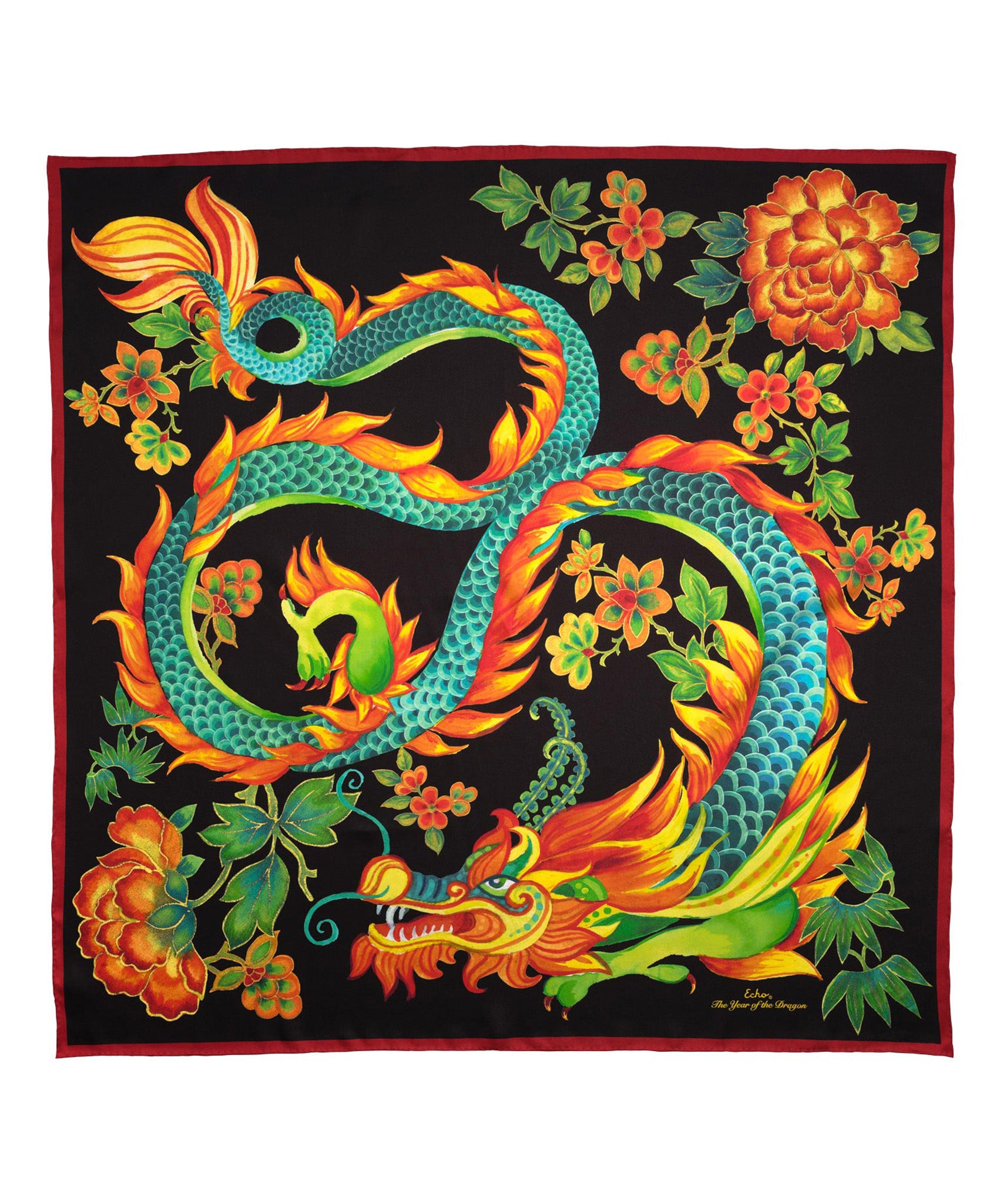 Year of the Dragon Scarf in colorway black
