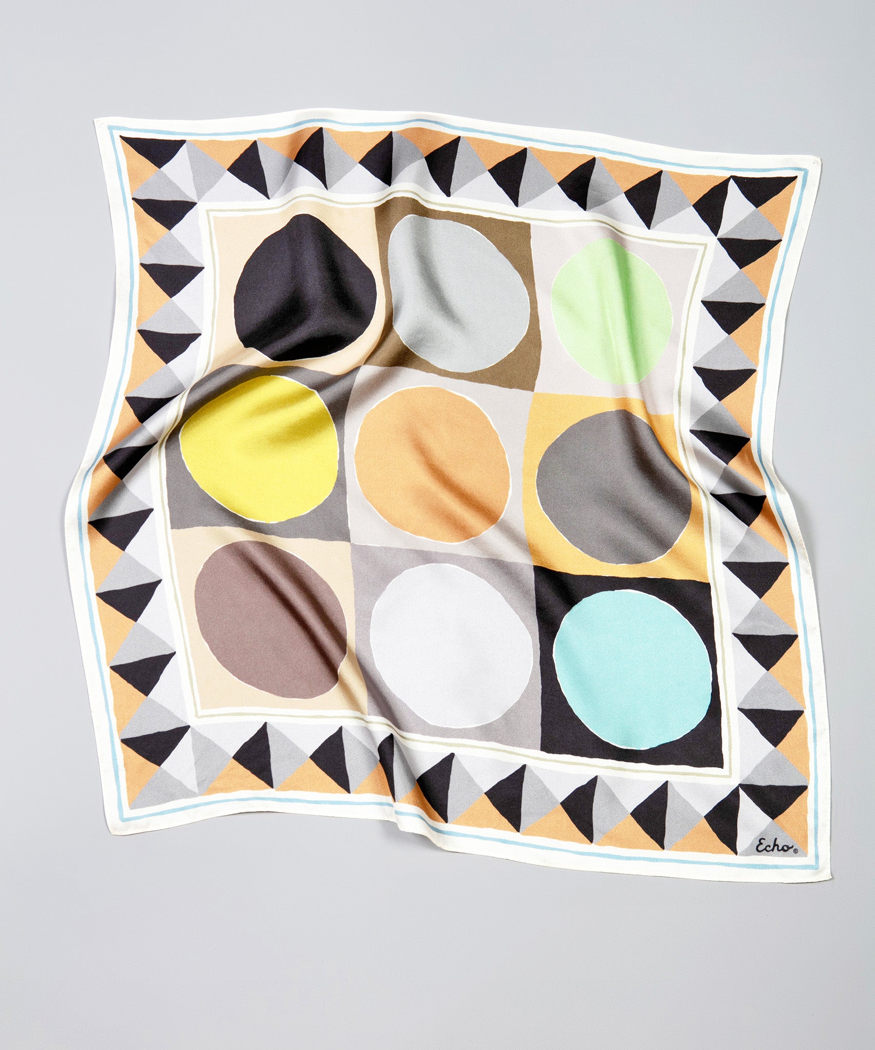 Painted Dots Silk Bandana in color charcoal