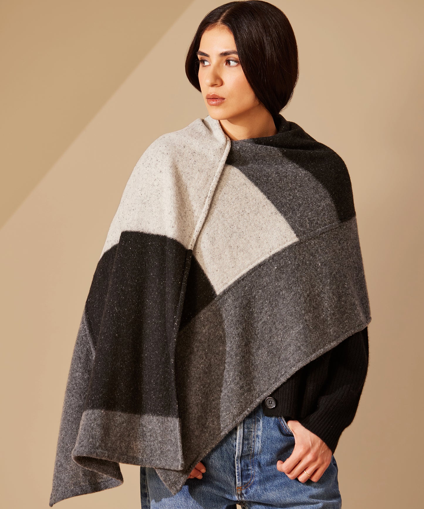 Patched Scarf in color Grey Heather