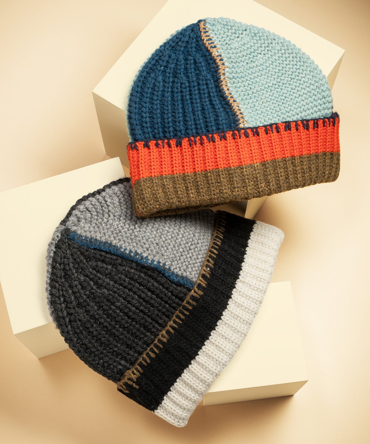 Patchwork Beanie in both colors