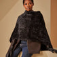 Plush Fur Poncho in color Black