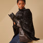 Whip Stitch Leather Glove in color Black/White