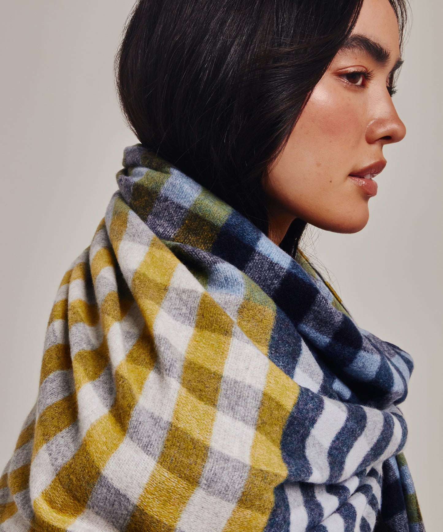 Quarter Check Wrap in color french blue