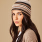Striped Beanie in color Pebble
