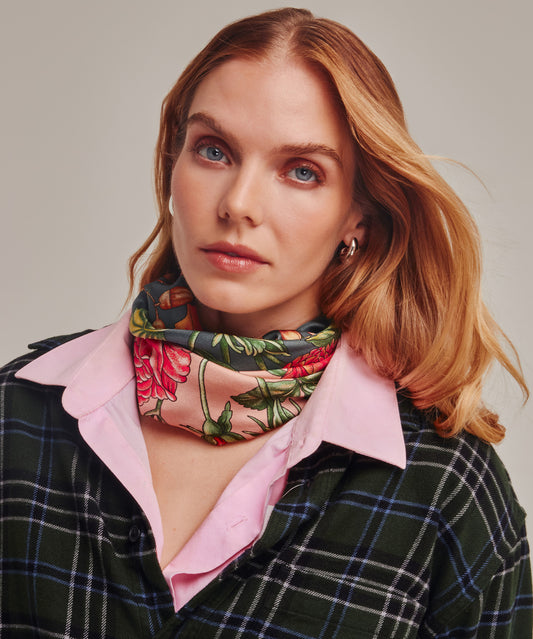 The Seasons Fall Silk Bandana in color multi