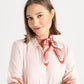 Model wearing Sweetie Silk Bandana in color candy pink