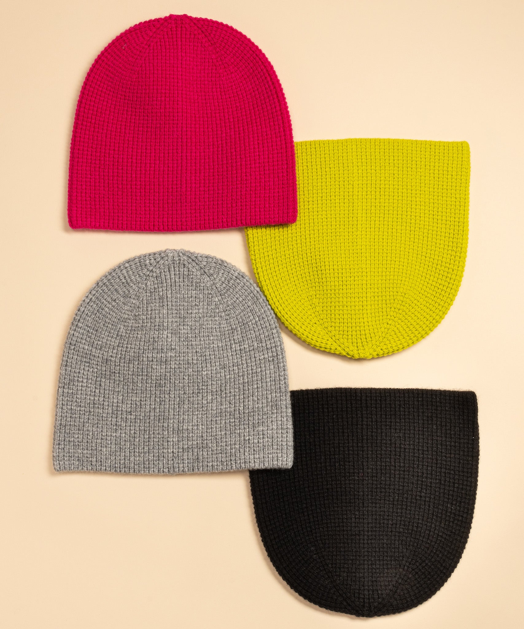 Wool/Cashmere  Waffle Beanie in color Citrine