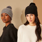 Wool/Cashmere Honeycomb Beanie in color Granite Heather and black