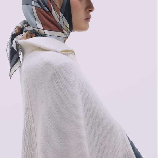 Windowpane 35" Silk Square Scarf in color silver