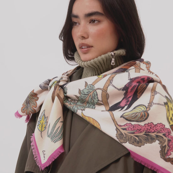Park Visitors Oversized Square Scarf in color cream