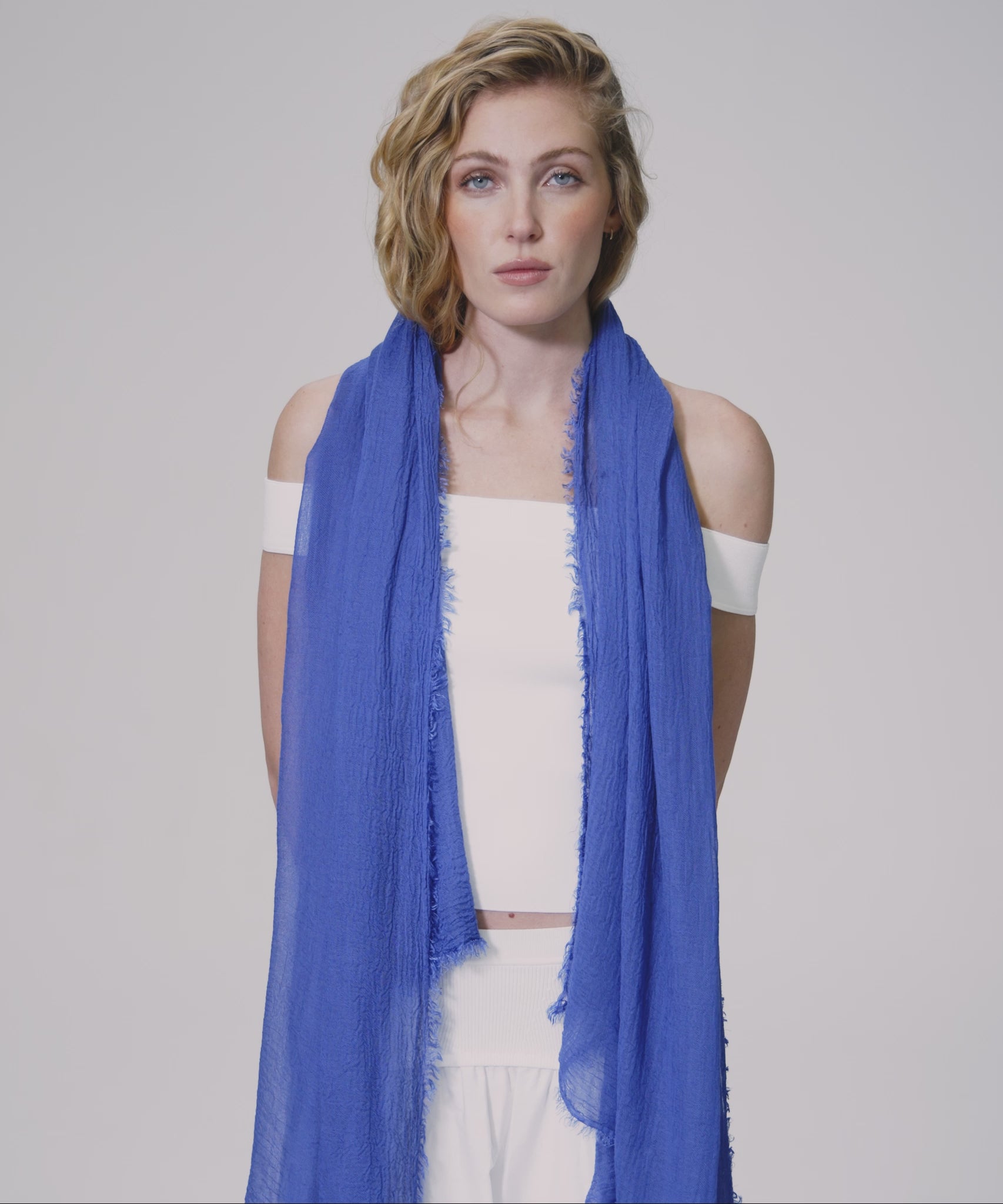 Essential Modal-silk Blend Crinkle Wrap in color ultramarine