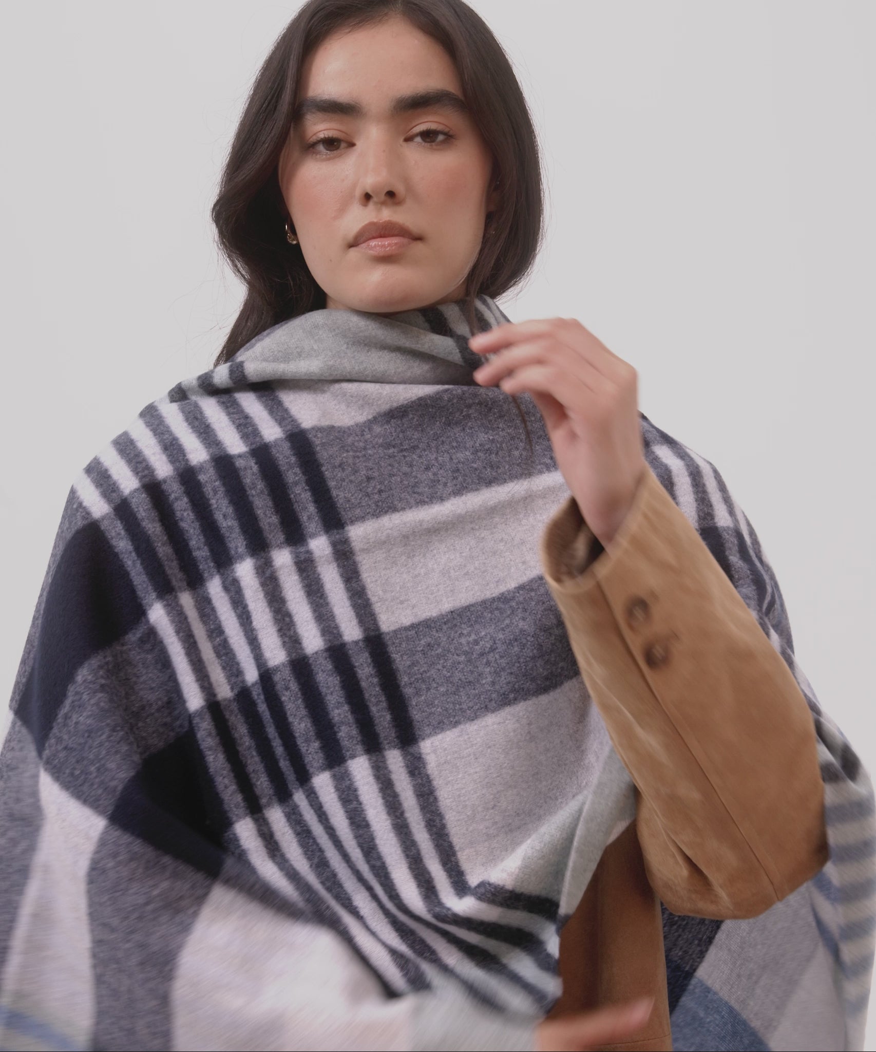 Gramercy Plaid Wrap in color french blue