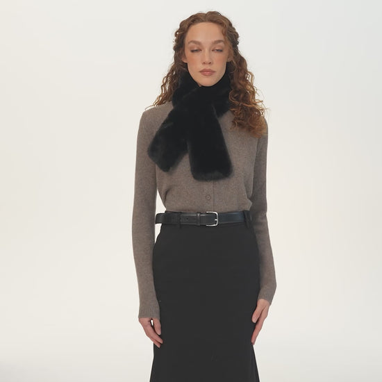 Faux Fur Pull Through Scarf in Black