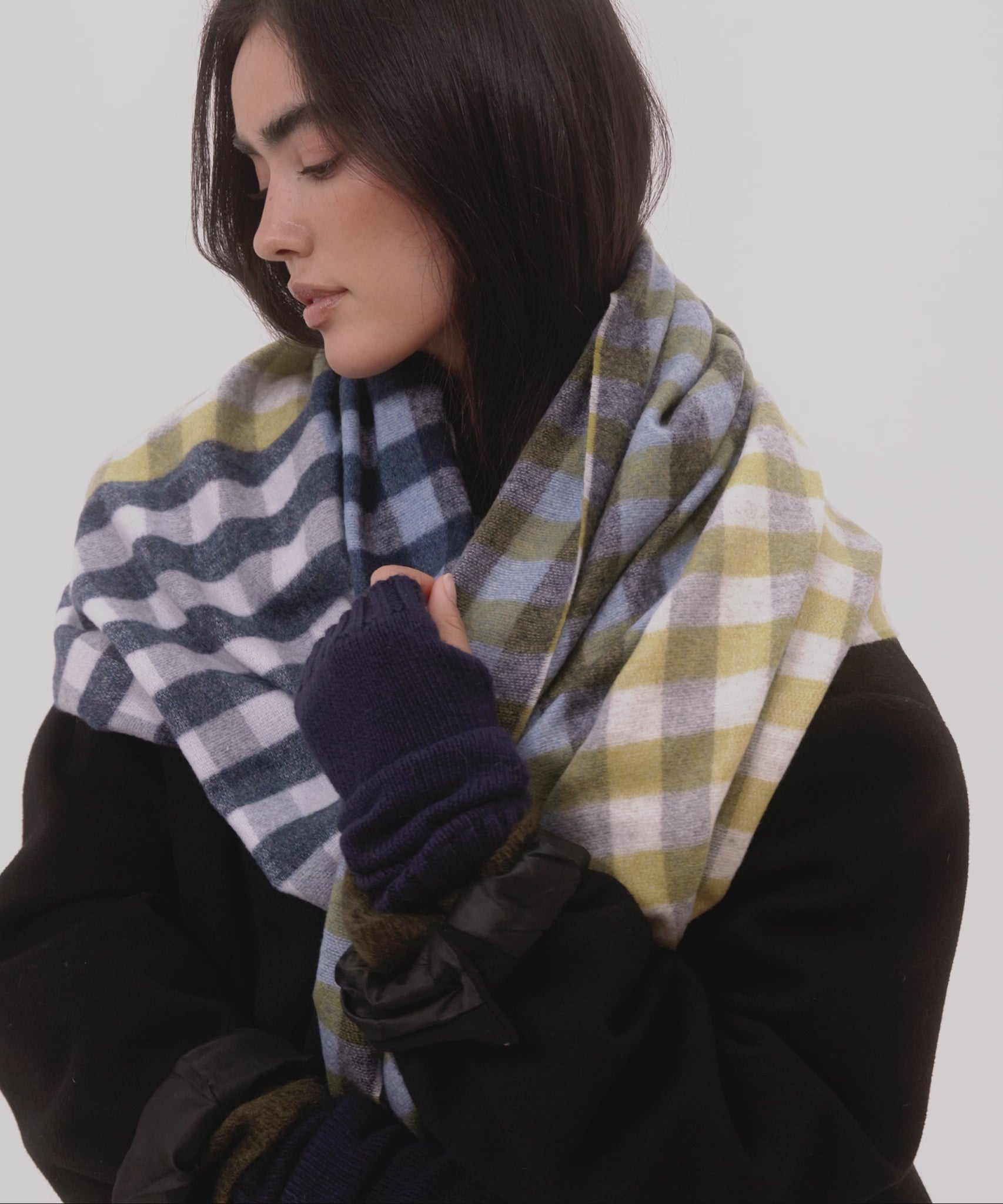 Quarter Check Wrap in color french blue