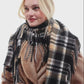 Vintage Plaid Side Fringe Scarf in color black