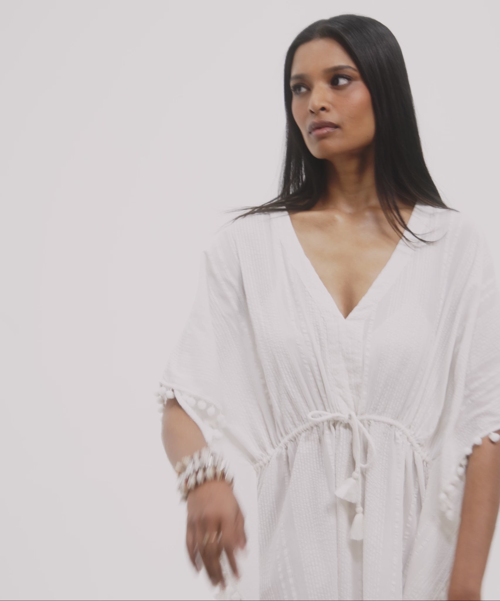 Lamai Butterfly Caftan in color cream