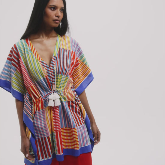 Stripe Illusion Butterfly Caftan in color multi