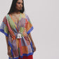 Stripe Illusion Butterfly Caftan in color multi