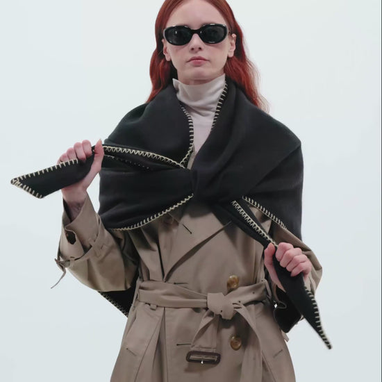Oversized Triangle Wrap in color black