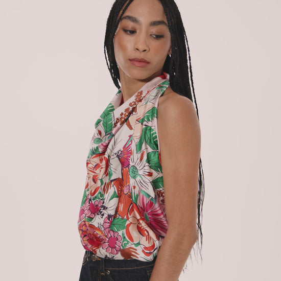 Floral Bouquet 35" Silk Square in color beach pink