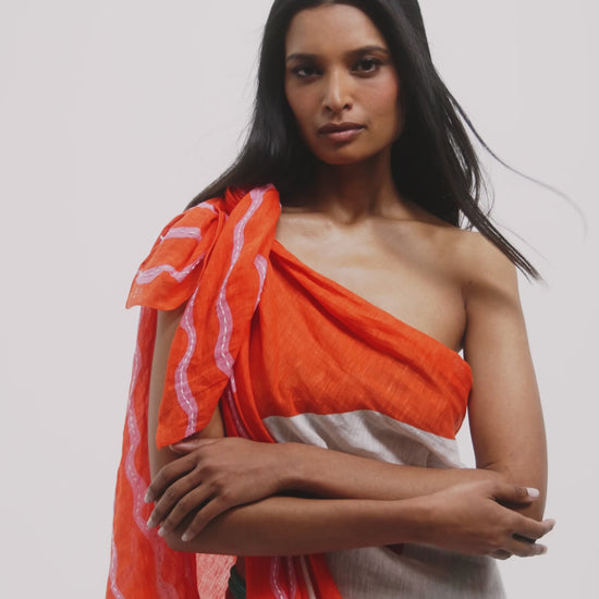 Catch Of The Day Sarong in color fiesta orange