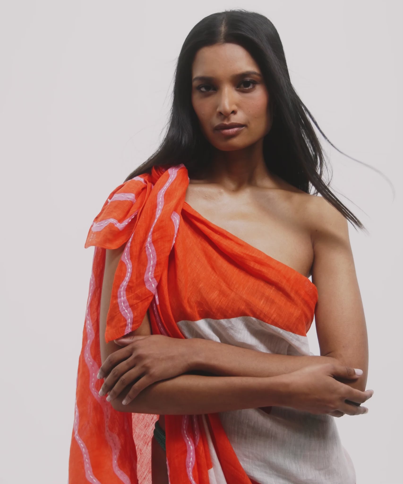Catch Of The Day Sarong in color fiesta orange