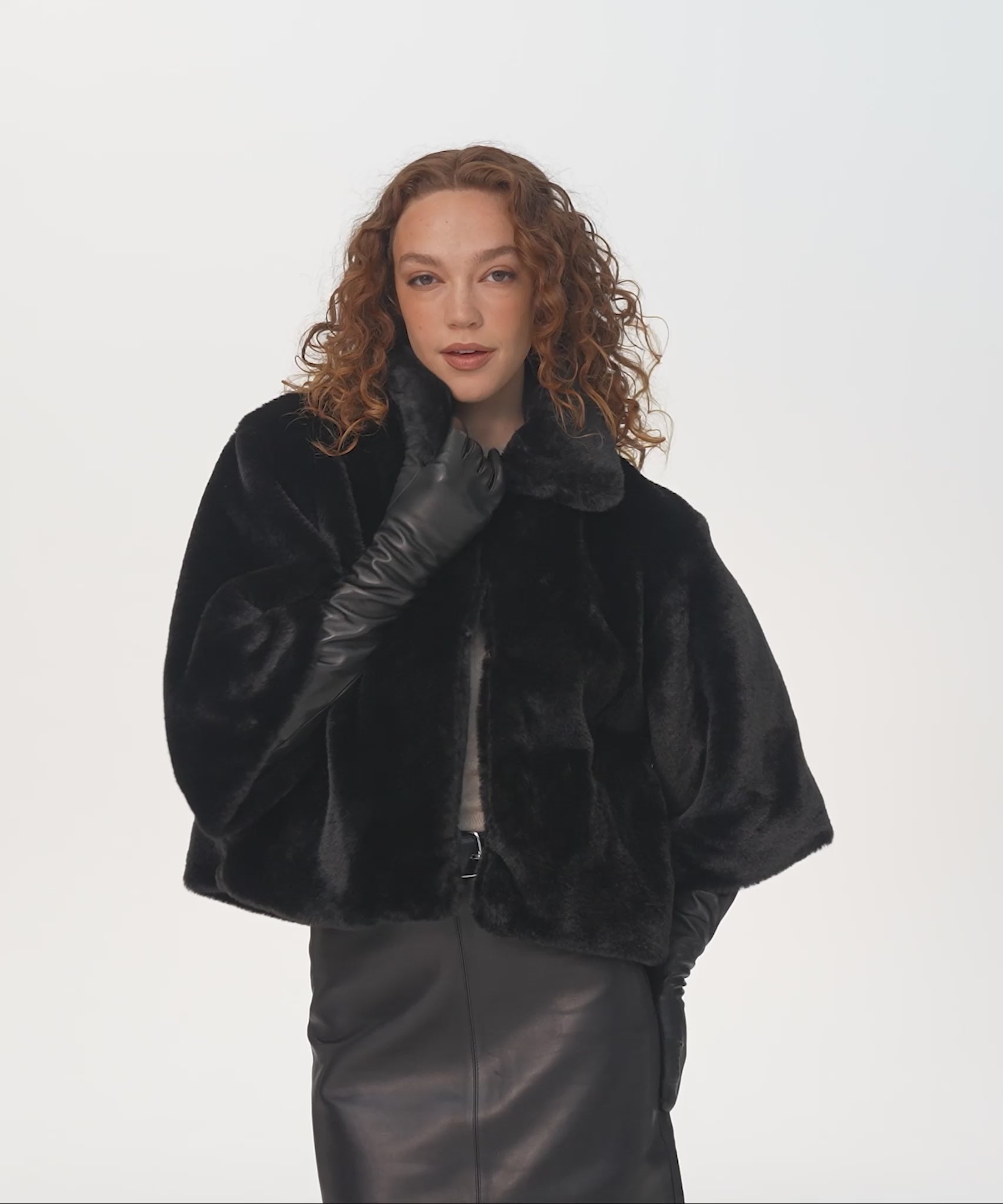 blair sheared mink faux fur jacket in denim black