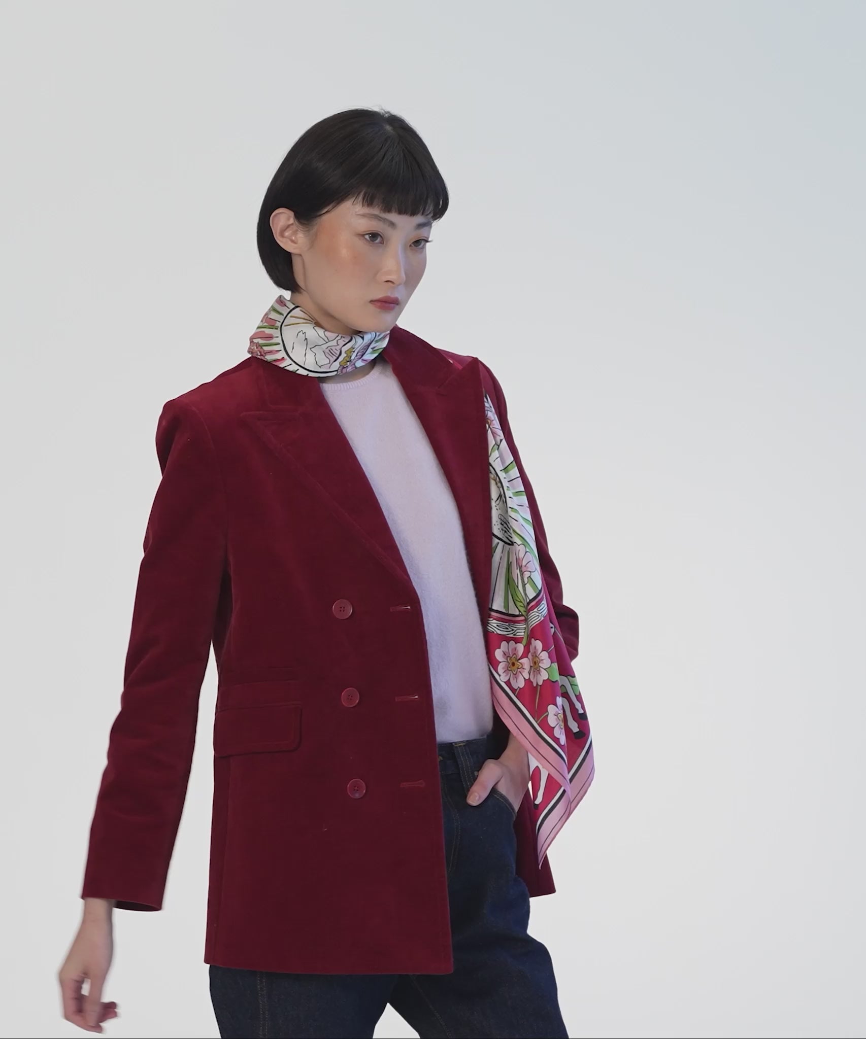 Bold red Year of the Goat silk square