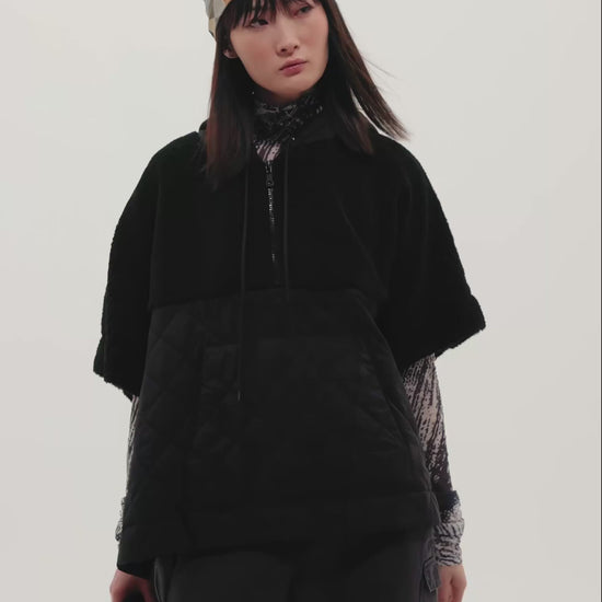 Zip-top Glove With Faux Fur Lining in color Black