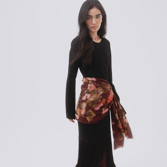 Painted Floral Wrap in color fired brick