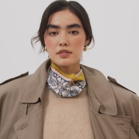 Vintage Floral Dot Wool Bandana in color navy