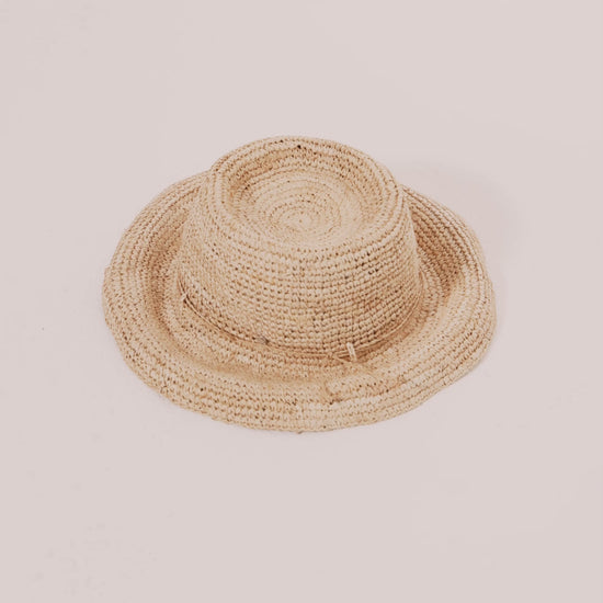 Raffia Packable Bucket Hat in color Natural
