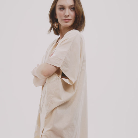 Sunup Applique Caftan in color cream