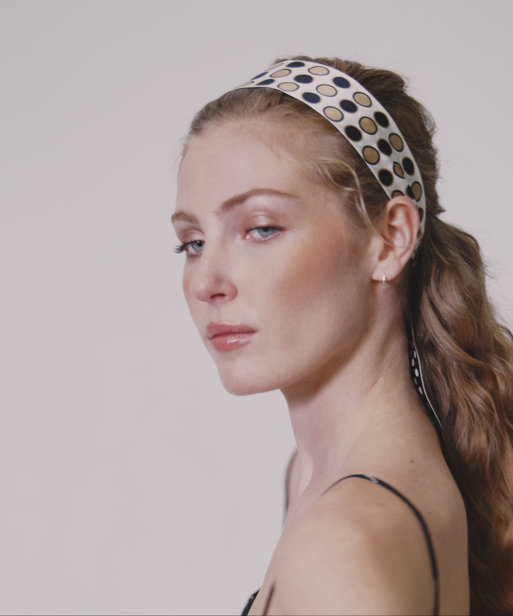 Spot And Dot Silk Ribbon Scarf in color black