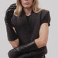 Fully Long Leather Glove in color black