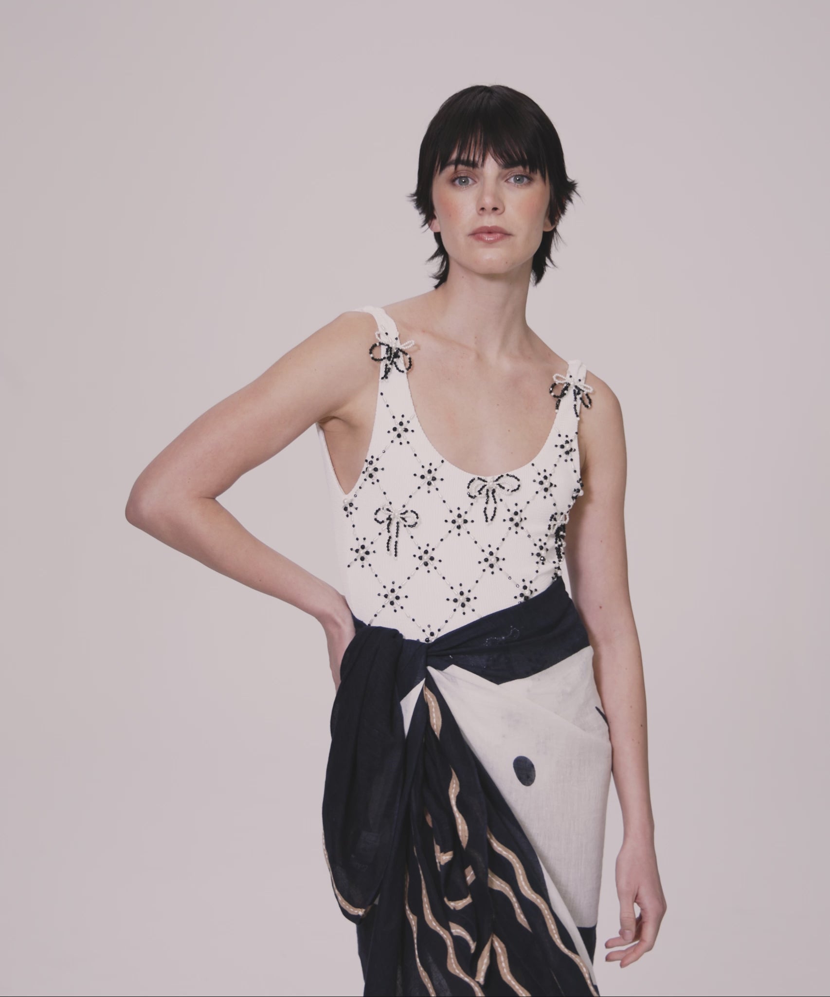 Catch Of The Day Sarong in color black