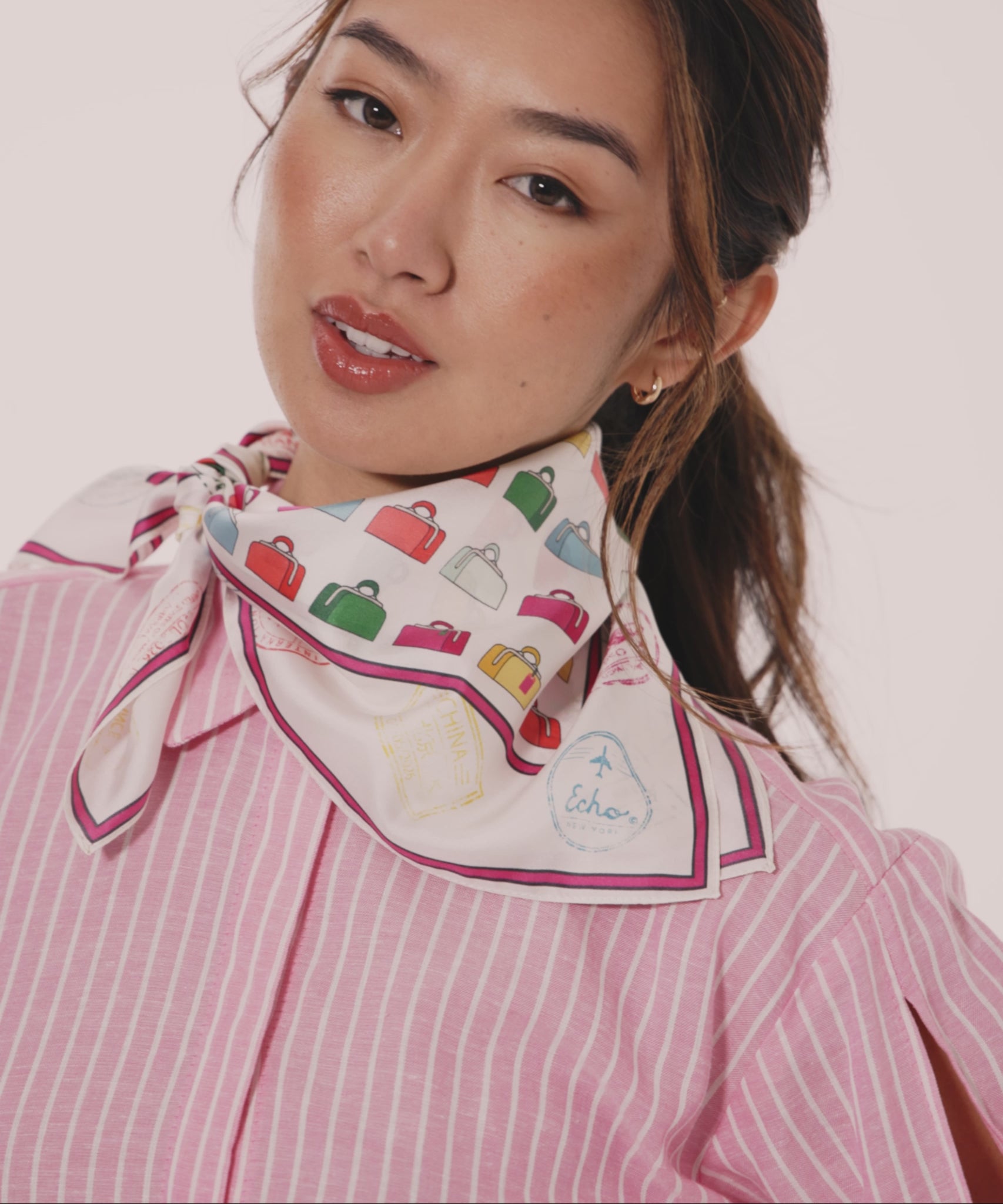 Vintage Luggage Silk Bandana in color multi