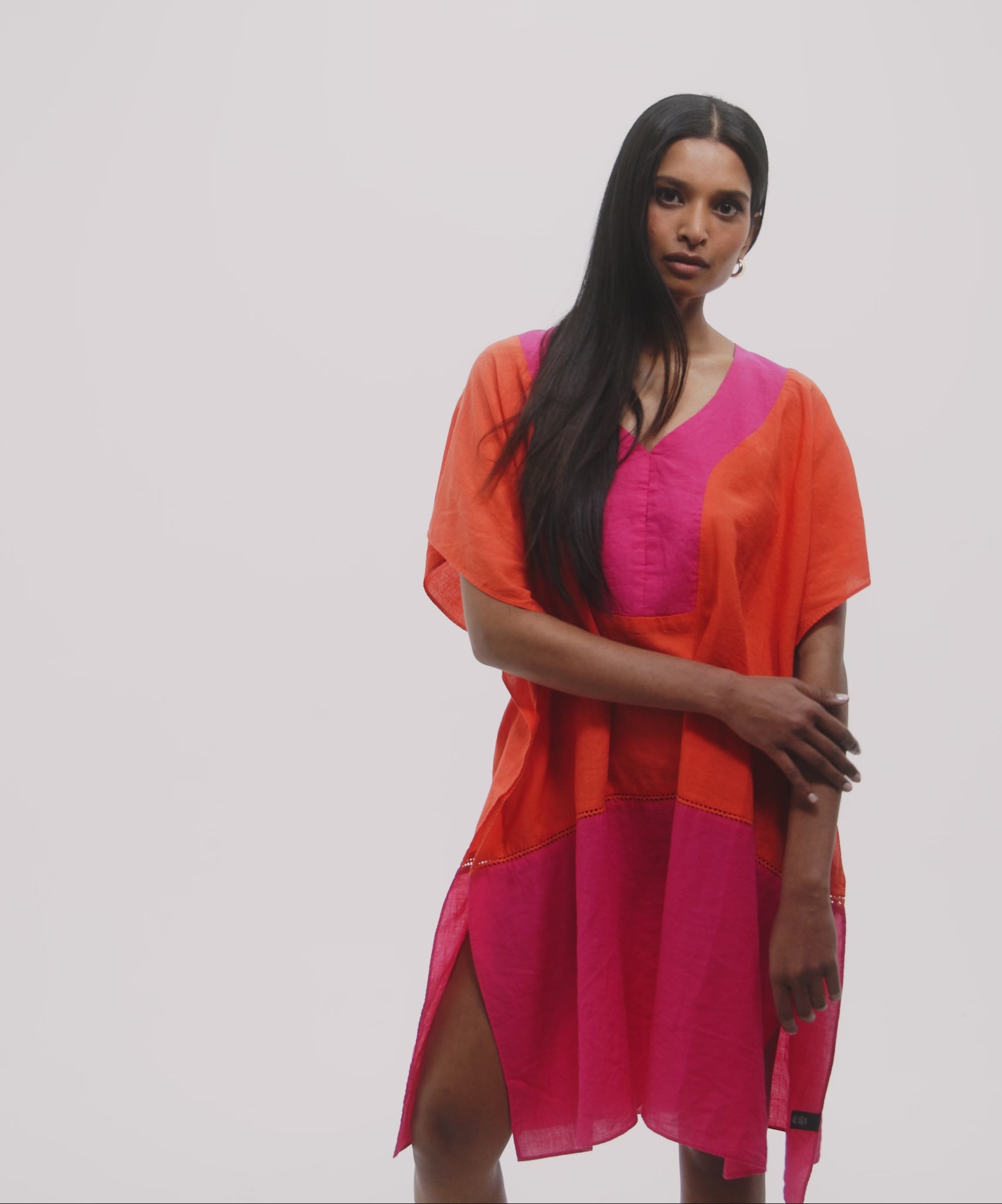 Colorblock Siesta Caftan in color red clay