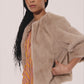 Collarless Fur Jacket With Raglan Sleeves color camel