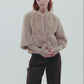 Collarless Fur Jacket With Raglan Sleeves color camel