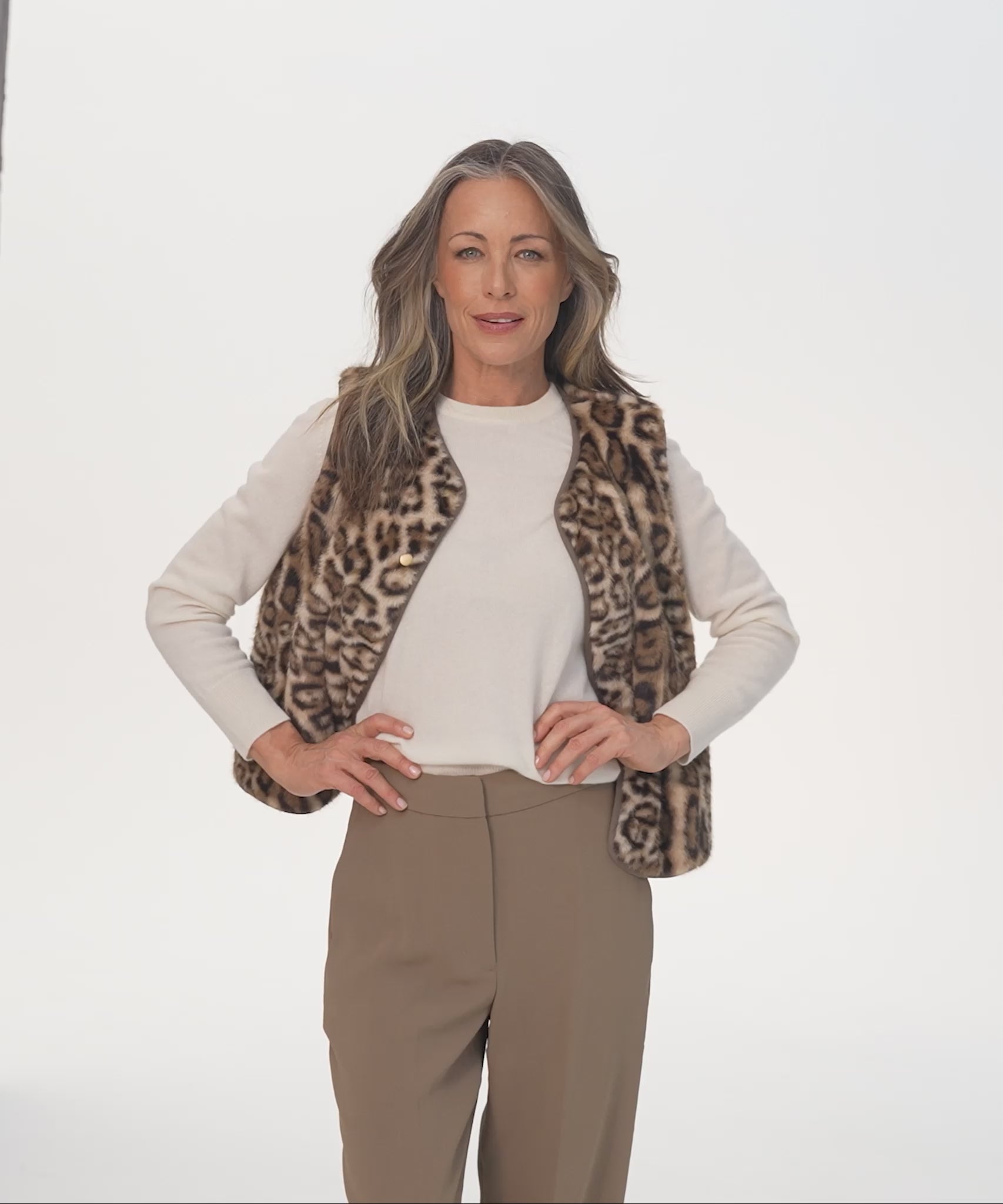 Animal Hillside Vest in Chai
