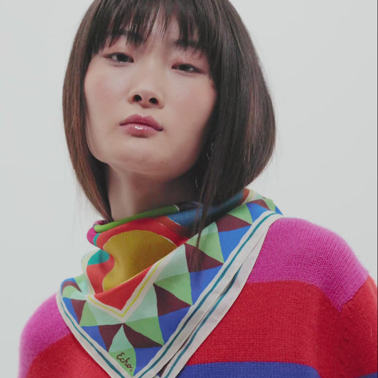 Painted Dots Silk Bandana in color multi