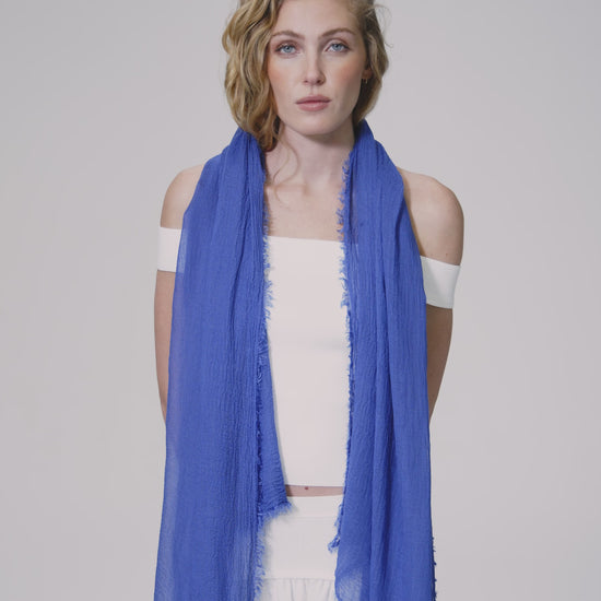 Essential Modal-silk Blend Crinkle Wrap in color navy