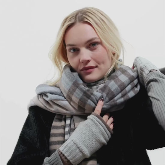 Gramercy Plaid Wrap in color grey heather