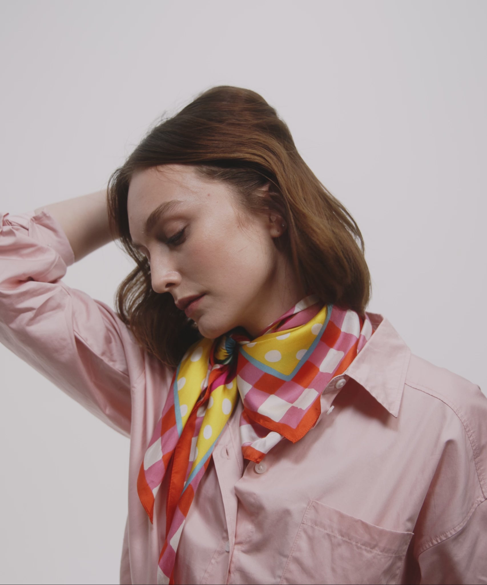 Beach Picnic Silk Square in color beach pink