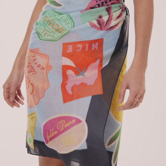 Travel Stickers Sarong in color multi