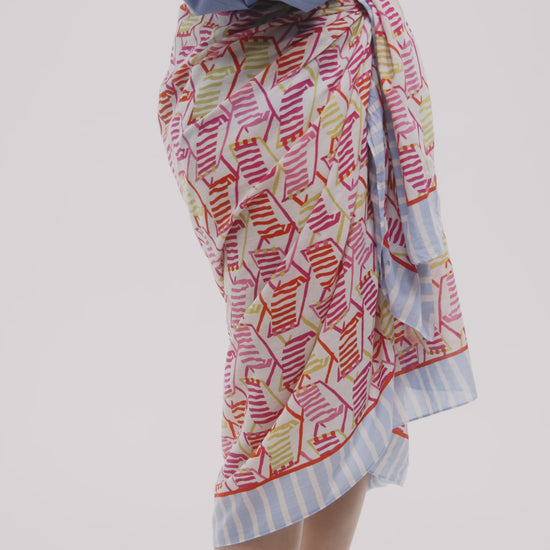 Beach Lounge Sarong in color hot coral