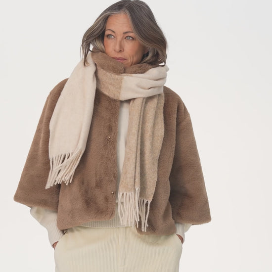 blair sheared mink faux fur jacket in chai