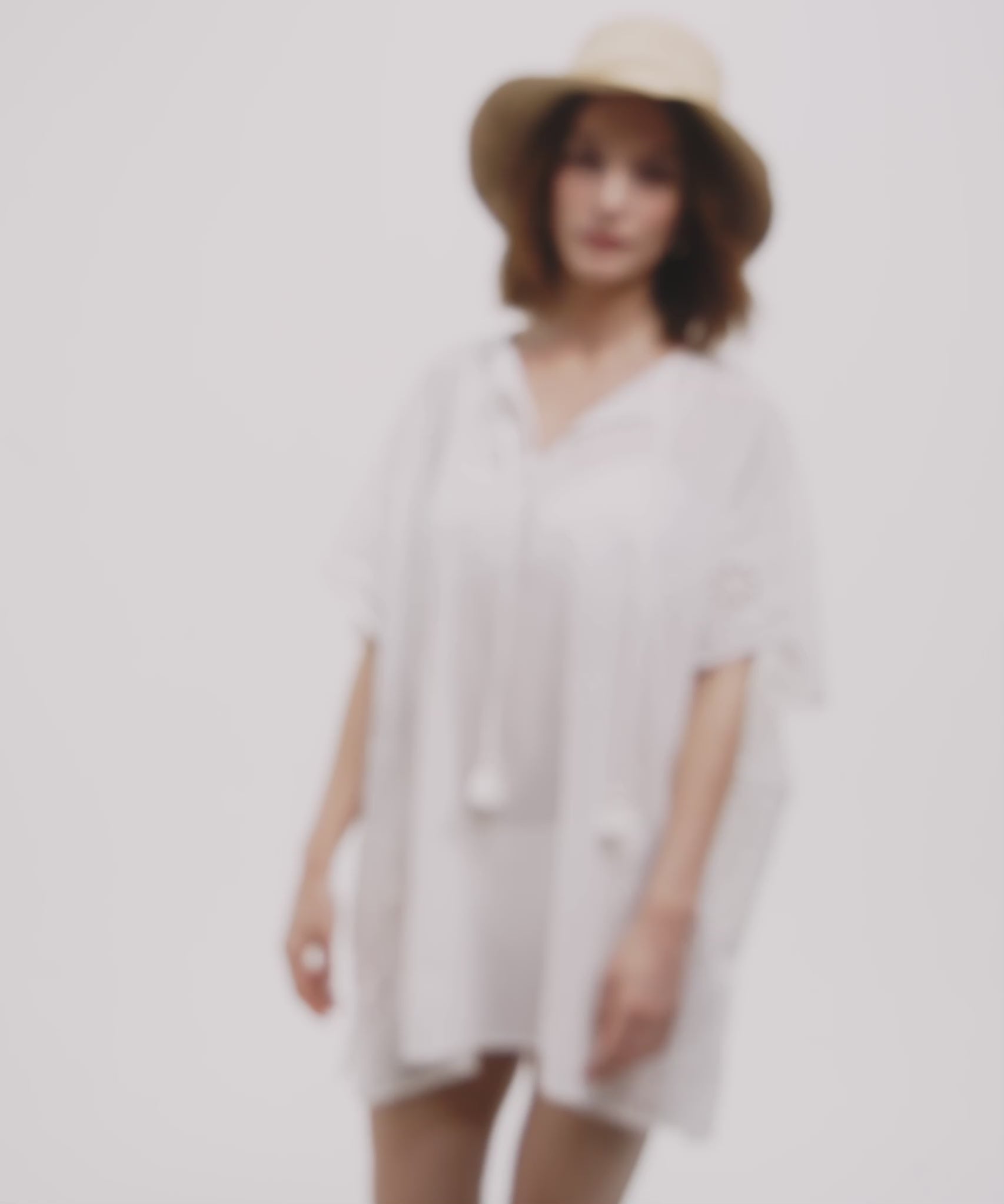 Bandana Embroidered Caftan in color cream